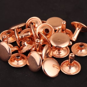 30sets 12*12mm rose gold Long Post Double Cap Rivets,Copper Rivets-Rivet Copper, Leather Rivets,Rivet Studs,Metal Button Double Head Rivets