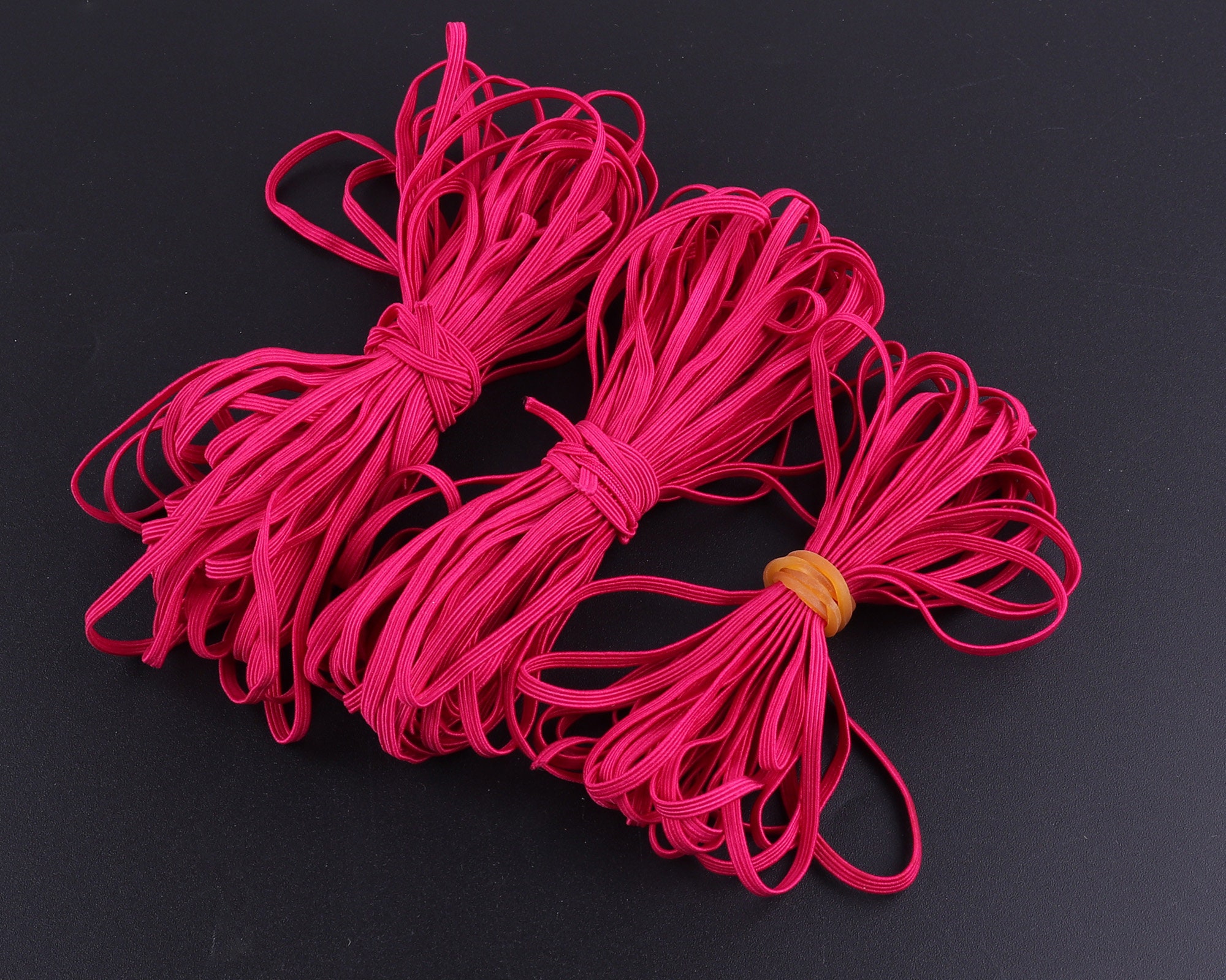 Hot Pink Flat Elastic Band1/8 Inch Elastic Cord3 Mm Braided Etsy
