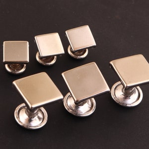 50 set 7mm / 10mm Rivetti a doppio cappuccio Quadrati argentati Borchie per rivetti a doppio cappuccio Rivetto artigianale in pelle Chiusura a scatto Borchie a punta Rivetto rotondo per cinturini