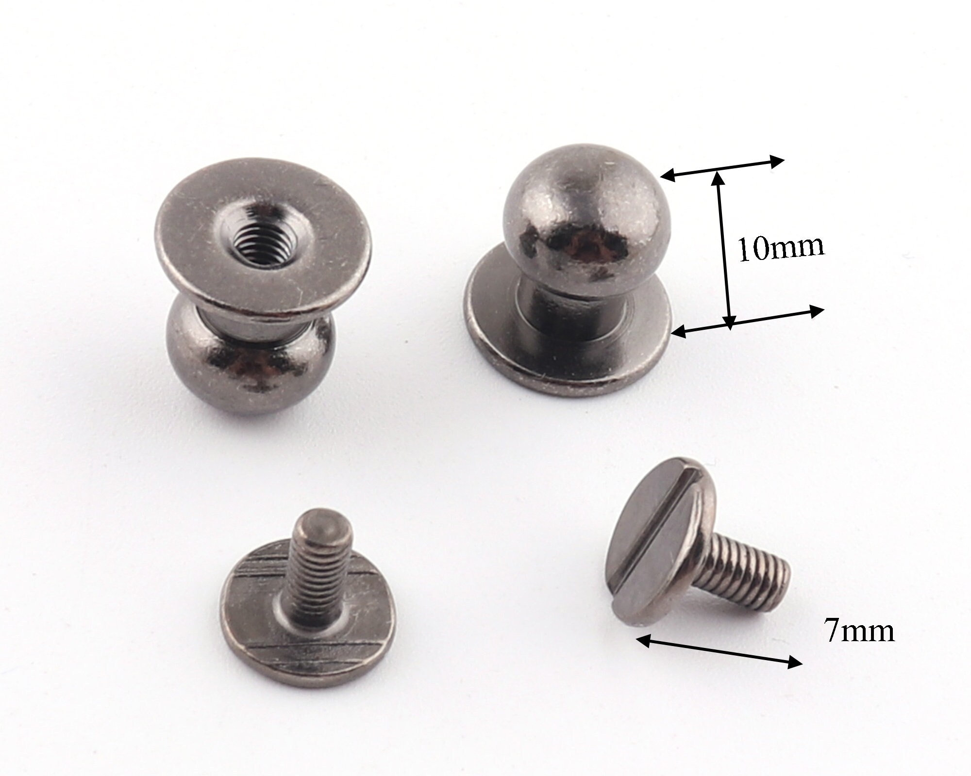 Gunmetal Round Ball Head Screw Rivets Stud Screw Back Nipple - Etsy