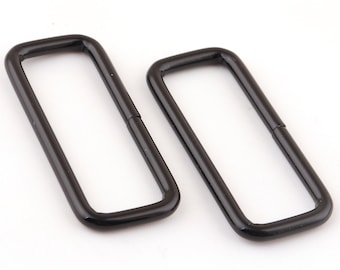 20pcs anneau rectangulaire noir 1 1/2 pouces (39 mm) anneau rectangle en métal rectangle boucle anneau ceinture boucle sangle sac à main matériel pour sac / sangle