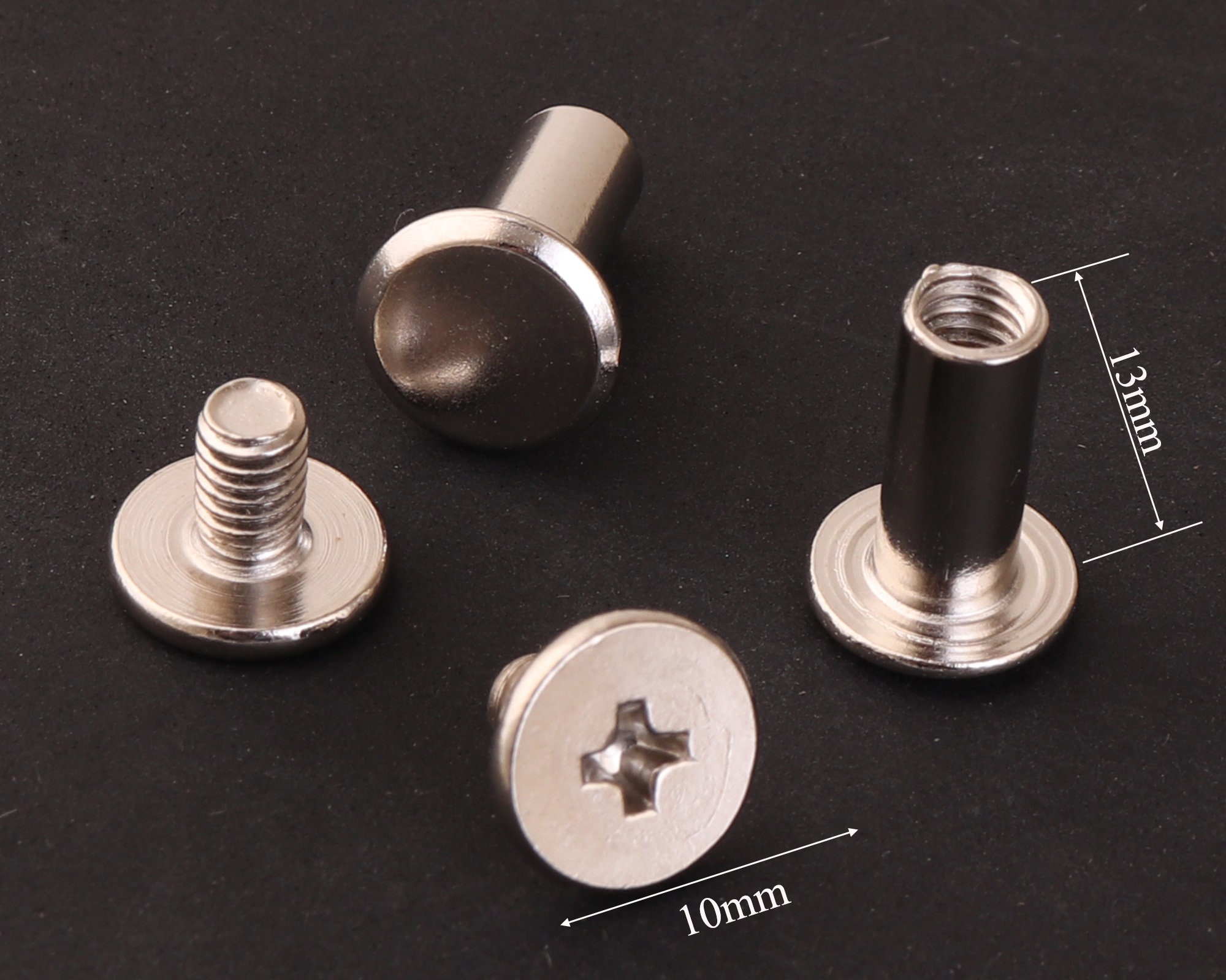 10 Ensembles De Rivets à Vis Creux 12x12 Mm – Idéal Pour Cuir, Bricolage Et Customisation