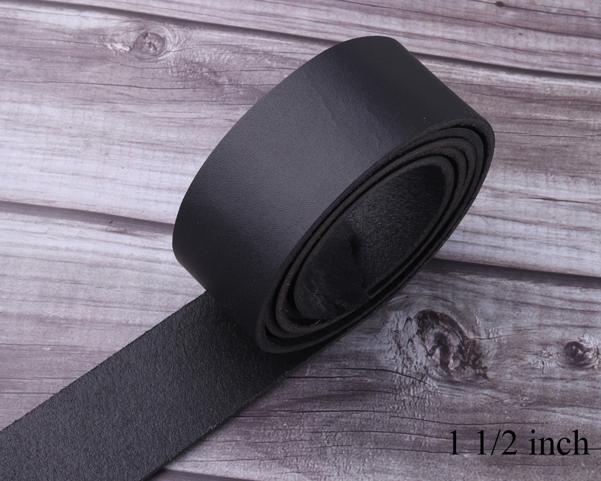 Black Full Grain Leather Striplong Leather Strapreal Flat Etsy