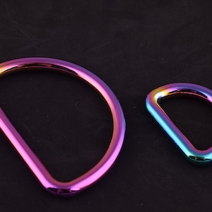 4 pcs Rainbow D Rings 3/4&quot;inch(20 mm) 1&quot;1/2&quot;inch(39 mm) D Ring belt buckles D- Rings Metal D ring Findings for Bag Belt Strap/dog collar