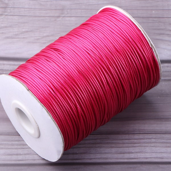 Cordon de polyester ciré coréen rose de 1 mm, fil tressé, cordon de polyester coréen de ficelle de cire environnementale, cordon de macramé, fournitures d'artisanat de ficelle de 1 mm