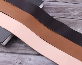 Correa de cuero de vaca de 2 pulgadas de ancho, tiras largas de cuero natural, marrón oscuro, caqui, correas de bolso, cinturón de cuero en blanco para manualidades de bricolaje Correas de bolso/cinturón