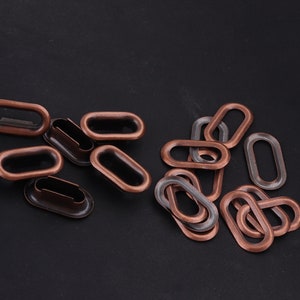 Antique copper oval shaped eyelets grommets with washers,10 mm Metal eyelets for Fabric,Leather,Belts,Handbags,Banner Making,Arts and Crafts