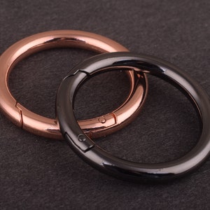 1 1/2 inch (38 mm)Spring gate ring Rose Gold and gunmetal o-rings spring ring clasp push gate o ring Push Snap Hook purse ring for leather