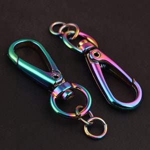 11 mm *52 mm Rainbow swivel clasp zinc alloy Lobster clasp Keychains With Rainbow ring connector for bag/handbag/leather key chains-6 pcs