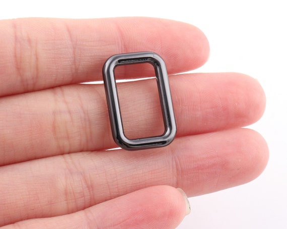 15 mm Gunmetal/argent Rectangle anneaux boucle anneaux