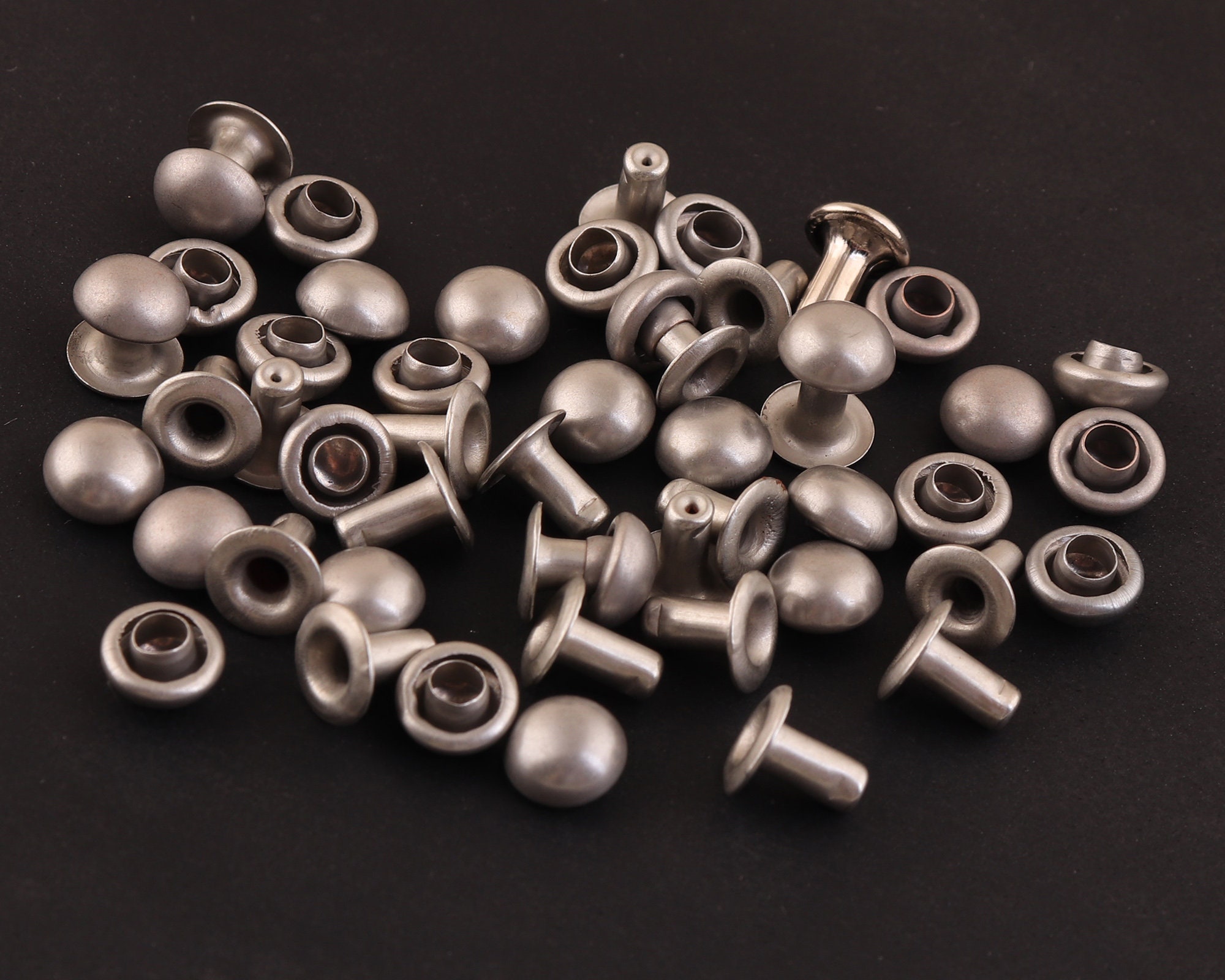 Matte Silver Double Caped Rivet 100 Sets 6mm Mini Rivets Metal Etsy