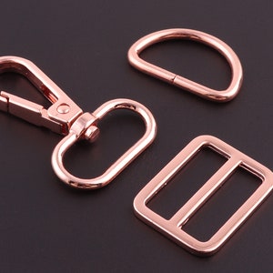 Rose gold 1 &quot; metal swivel claw clasps,Dog Collar Hardware adjuster swivel snap hook webbing purse hardware d ring belt Strap slide Buckles