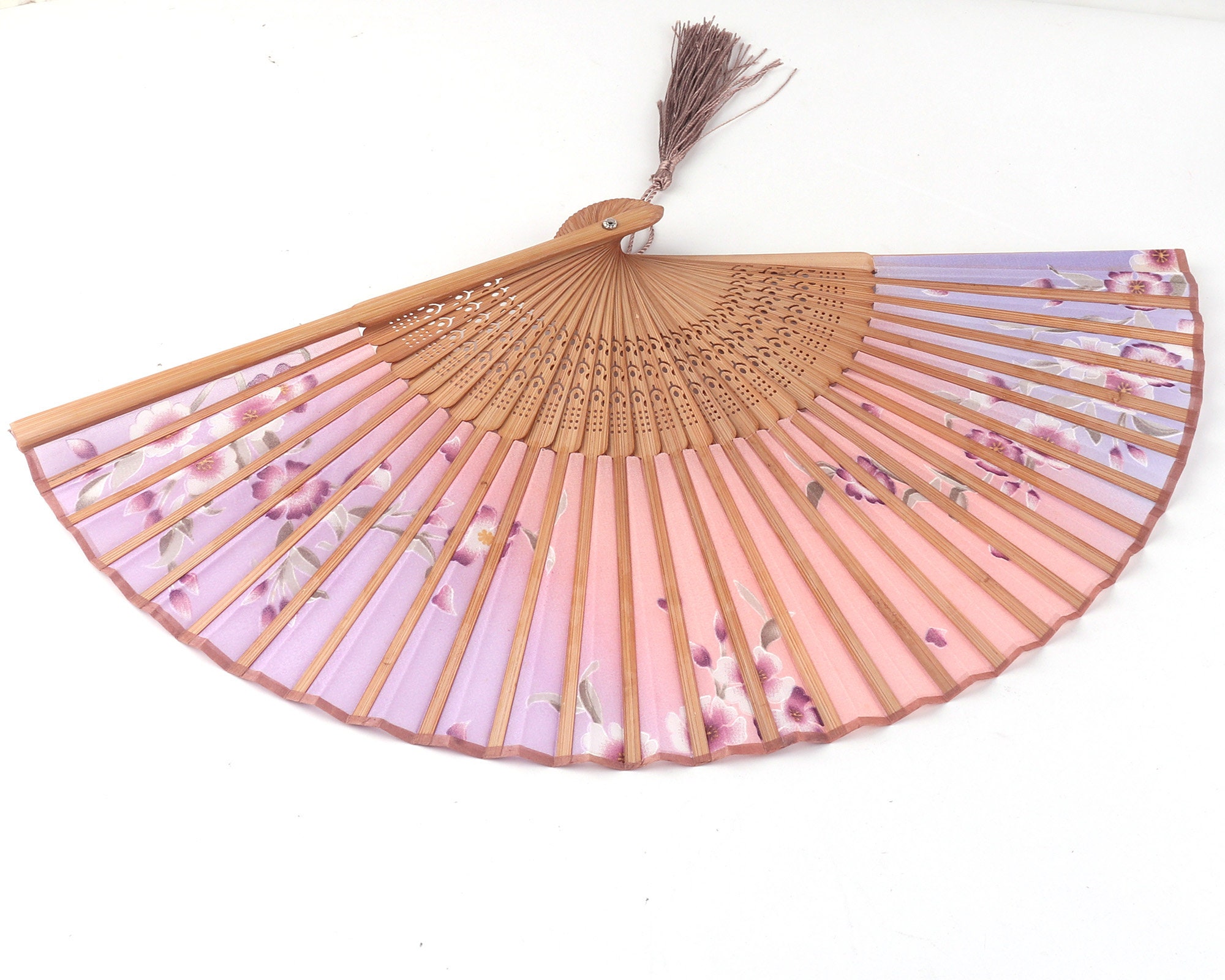 Pink Hand Fanswedding Fans Party Favor Floral Flower Fans Etsy