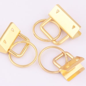 20-32mm Gold Key Fob Hardware with Key Rings Sets metal keychain hardware For Straps and Lanyards webbing Wristlets Fabric Leather Ribbon
