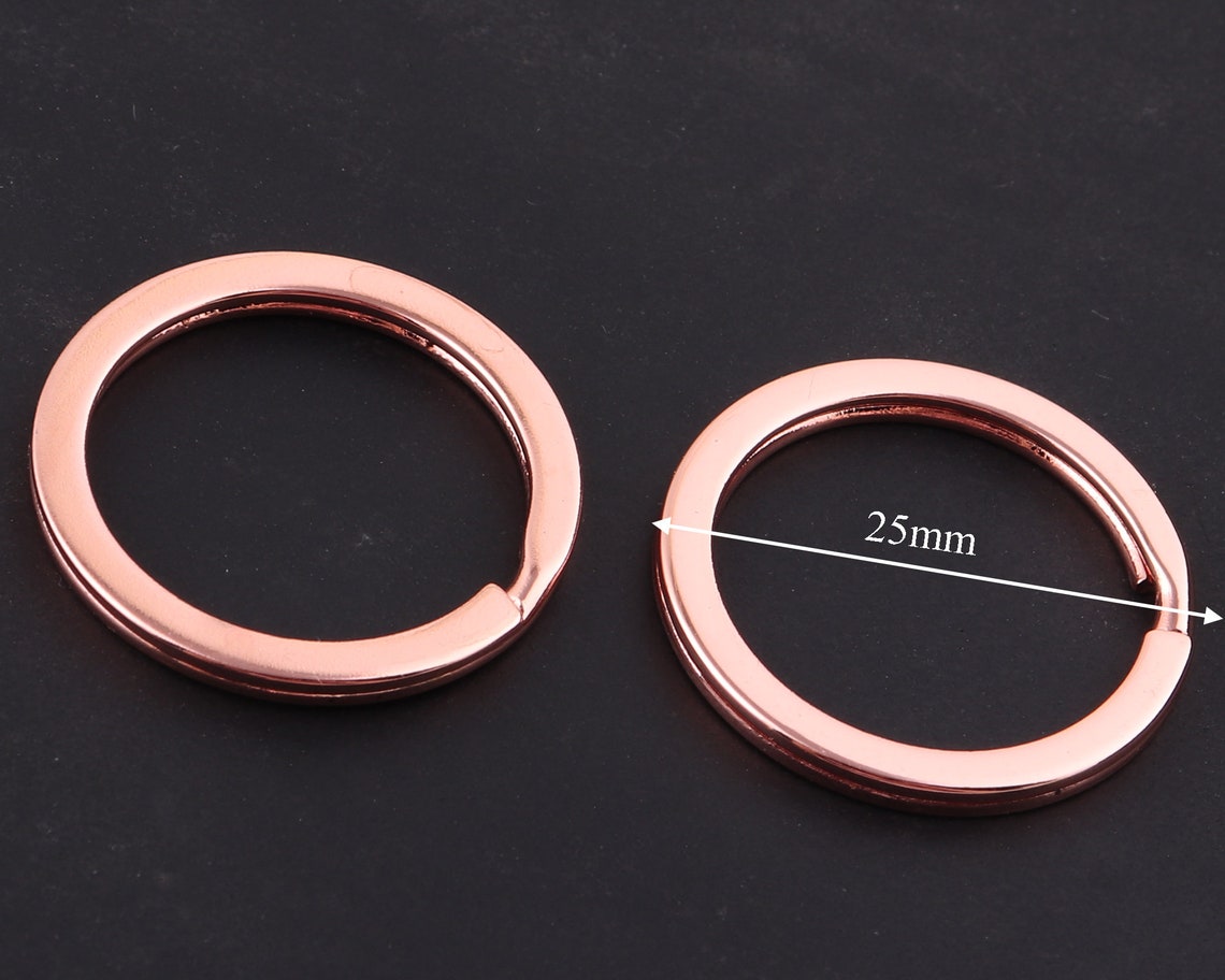1 Inch Rose Gold Key Ringsround Flat Split Ring Key Chain Etsy
