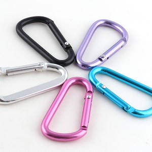16 * 40 mm Moschettone a forma di D colorato per impieghi gravosi Portachiavi in alluminio con moschettone Clip a scatto Fibbia girevole Fermagli Cintura ad anello per guinzaglio per cani / creazione fai-da-te