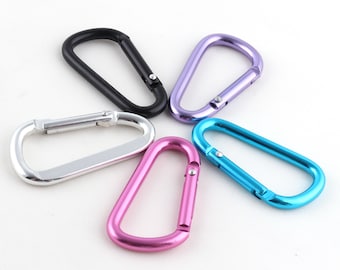 16*40 mm Colorful Heavy Duty D-Shaped Carabiner aluminum Key Chain Holder Snap Clip Buckle swivel Clasps Loop Belt for dog leash/diy making