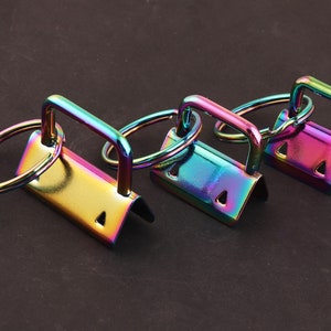 Heavy duty 1 inch (25mm) rainbow Key fob hardware with keychain hardware,Key Fob Hardware with Key Ring Sets-1.25 Inch (32 mm)/20mm Key Fob