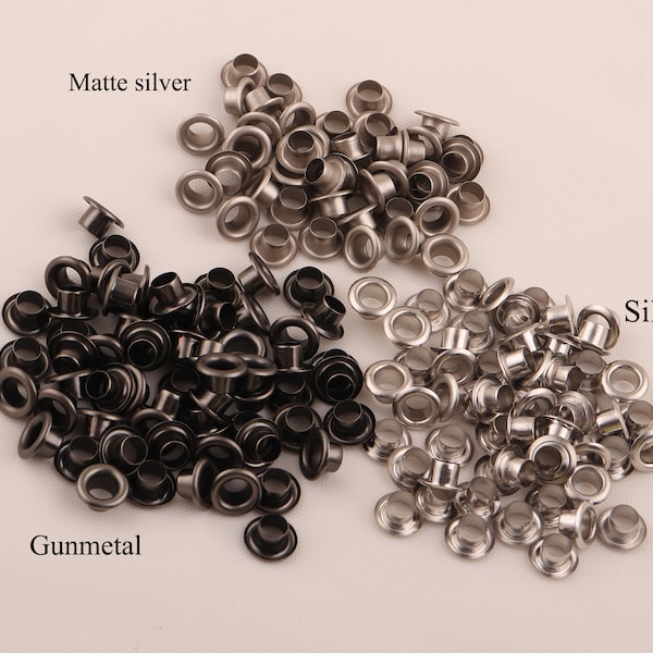 100 pz 4mm canna di fucile, argento Occhielli occhielli Foro occhielli rotondi Occhielli piccoli Occhielli occhielli in ottone Occhielli per collari per cani artigianali in pelle