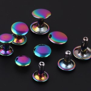 Rainbow Double Cap Rivets-Stud Rapid Rivets Leather Craft Repair,mushroom dome rivets,8*10 mm,9*10 mm,10*11 mm rivets for purse leather/bag