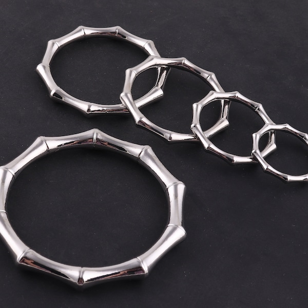 Silver Bamboo Shaped O Ring Bag Handle Round Charm Metal Circle Bag Handle O Shaped Handle,round bamboo connectors,round rings purse o rings