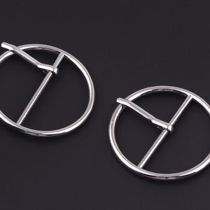 Silberne runde Gürtelschnalle, 39mm Gurtschnalle Metallband Dornschnalle, Versteller runde Mittelstegschnalle, Schiebegurtschnalle für Handtasche / Gurtband