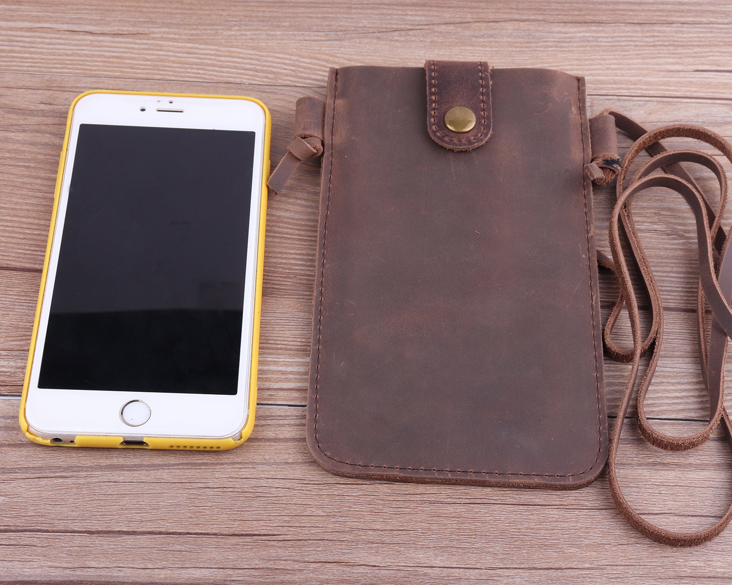 Leather Mobile Phone Casesbrown Leather Iphone Travel Etsy