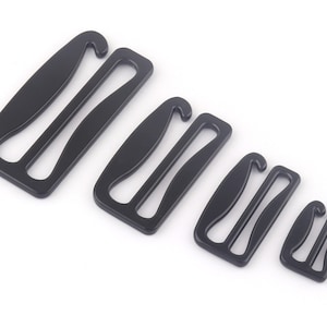 18-50mm Black Metal Adjustable G Hook Bra Strap Slide Hook Swimwear Fastener Making Lingerie Design Replacement Leather Handles Webbing DIY