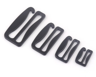 18-50mm Black Metal Adjustable G Hook Bra Strap Slide Hook Swimwear Fastener Making Lingerie Design Replacement Leather Handles Webbing DIY