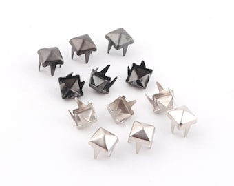 Clavos de garra cuadrados de pirámide de plata de 5 mm Espárragos Cabezales de clavos decorativos, Espárragos de puntas Botones de remache para ropa de cuero Zapatos Bolsa Artesanía Punk Rock