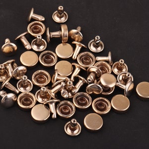 50 sets 9*9 mm Studs Rivets light gold Rivets stud Metal Button Double Head Rivets Purse Notions Studs round rivet for straps key chain