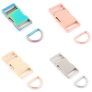 1&quot;(25mm) Rainbow Metal Slide Release Buckle,Dog Collar Hardware Strap Adjuster Backpack Buckles Webbing  Fabric D Ring Handbag DIY Leather