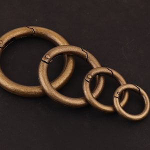 Bronze spring rings- spring gate ring round gate ring spring ring clasp push gate o ring Push Snap Hook 33mm,25mm,17mm,13mm o ring for belt