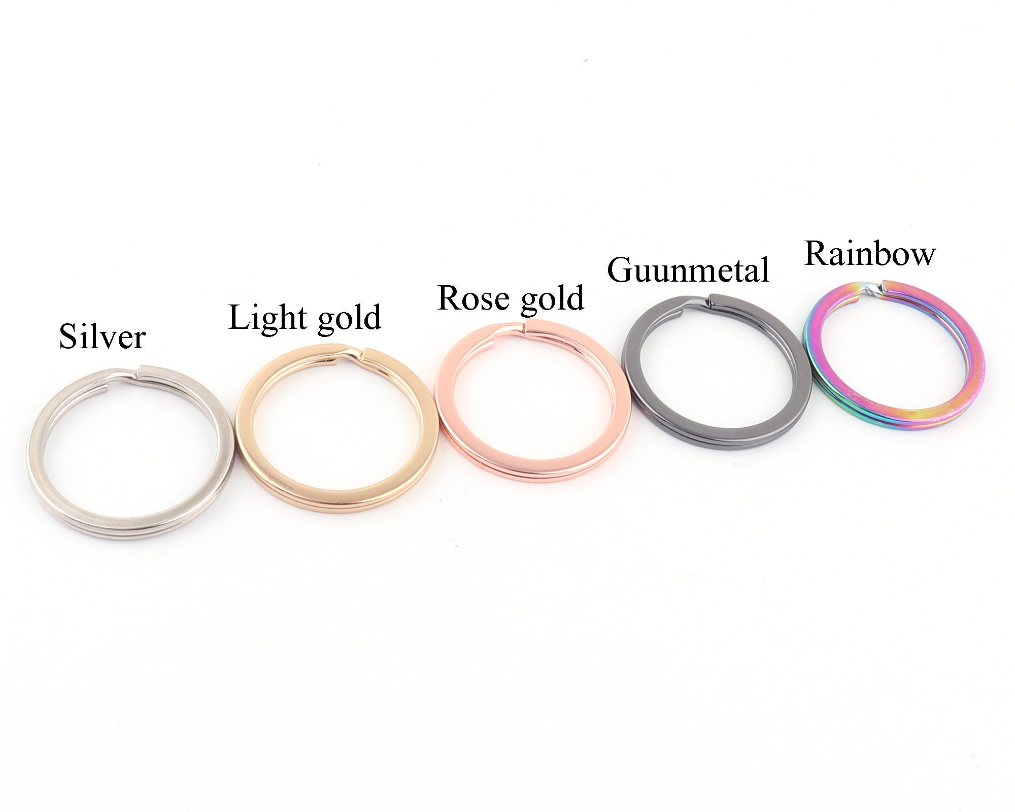 Anelli rotondi piatti divisi per portachiavi e portachiavi 30 pezzi 1  pollice portachiavi piatti-Arcobaleno/oro rosa con anello diviso Anello  diviso, collegamento, connettore -  Italia