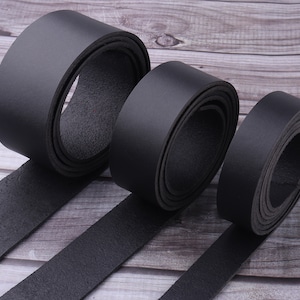 Cinturino in pelle pieno fiore nera a strisce lunghe, strisce di vera pelle piatta, cinturino in vera pelle grezzo, pelle conciata da 1"/2" per tracolle per borse