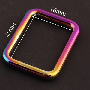 Tęczowy prostokątny pierścień 1-calowy prostokątny pierścień pasek pierścień metalowy prostokątny pierścień klamry i pierścienie D 1- i 2-calowa tęczowa klamra regulacyjna 01