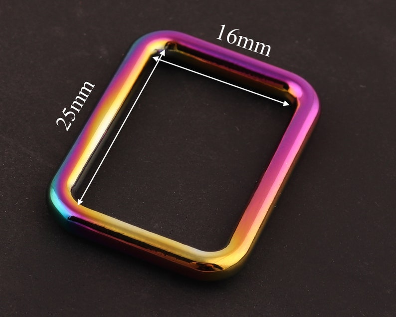Tęczowy prostokątny pierścień 1-calowy prostokątny pierścień pasek pierścień metalowy prostokątny pierścień klamry i pierścienie D 1- i 2-calowa tęczowa klamra regulacyjna 01