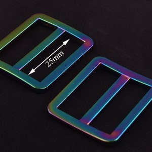 Tęczowy prostokątny pierścień 1-calowy prostokątny pierścień pasek pierścień metalowy prostokątny pierścień klamry i pierścienie D 1- i 2-calowa tęczowa klamra regulacyjna 07