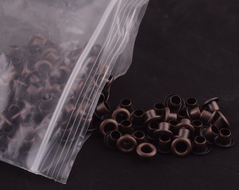 100 Uds 6*3mm (OD * ID) ojales de cobre antiguo ojales redondos ojales pequeños ojales pequeños ojales de latón ojales para artesanías de cuero