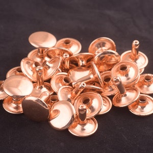 Long Post Double Cap Rivets,50 sets 12*12mm rose gold Copper Rivets-Rivet Copper, Leather Rivets,Rivet Studs,Metal Button Double Head Rivets