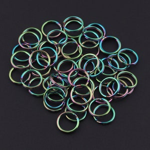 12mm rainbow round split Key Rings Key Chain jewelry charm clasp Supplies,small jump O Rings loop metal key ring pendant,Key Fob Hardware