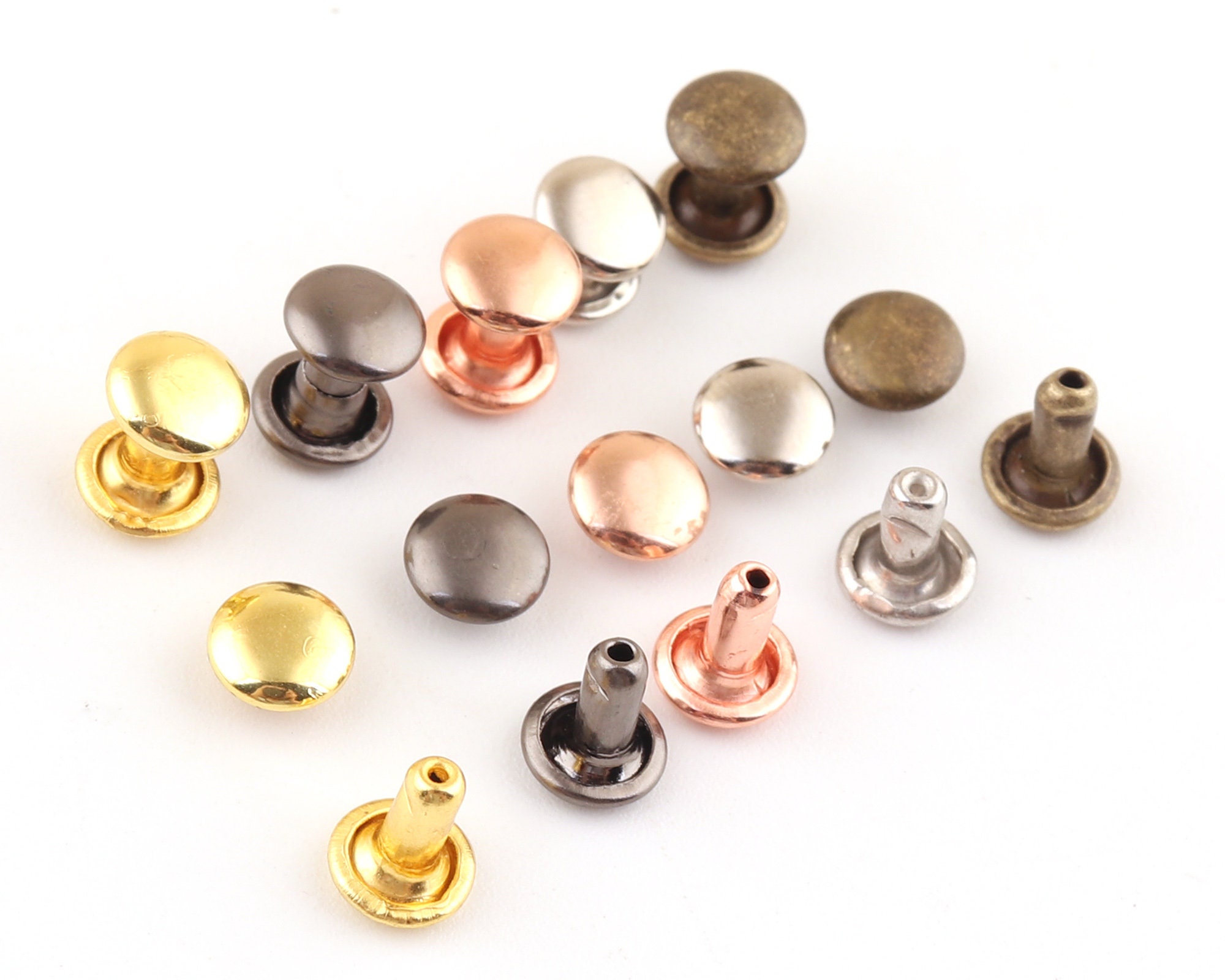 Double Cap Rivets 100 Pack Copper Plate / Extra Small from Tandy Leather