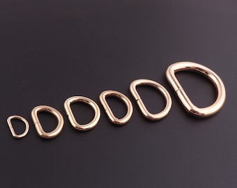 9-25 mm Gold D-Rings,Non-Welded D Rings Webbing And Leather Craft,D-Ring Findings Purse Ring Metal D-Ring Handbag Purse Bag Making hardware