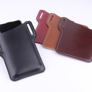 Zwarte grote lederen mobiele telefoon holster voor uw riem, mobiele telefoon geval riem tas portemonnee bruin leer, beschermende slijtage riem zak voor mobiele telefoon