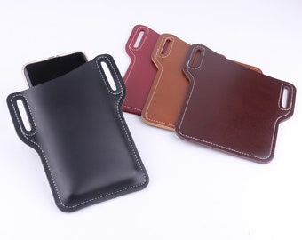 Schwarze Große Leder Handytasche für Ihren Gürtel, Handytasche Gürteltasche Geldbörse braunes Leder, Schutzkleidung Gürtel Handytasche