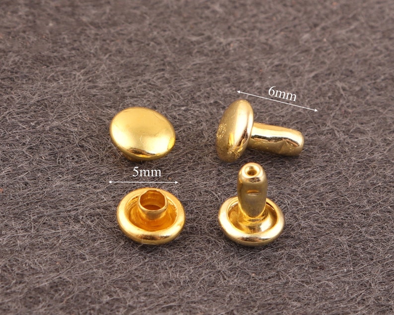 Gold Double Caped Rivets 100 Sets 5 Mm Mini Rivets Metal Etsy 