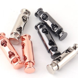 Silver/rose gold/gunmetal Double Barrel Toggle Cord Lock,Stopper Spring Buckle,Cylinder Stopper Toggle,Cord end tips,diy Cord Locks Stoppers