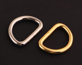 3/4 inch 20 mm goud en zilver D Ring Leash naadloze D lus lederen band schuifregelaar Lanyard Richter spring ring lederen portemonnee gesp riem ring