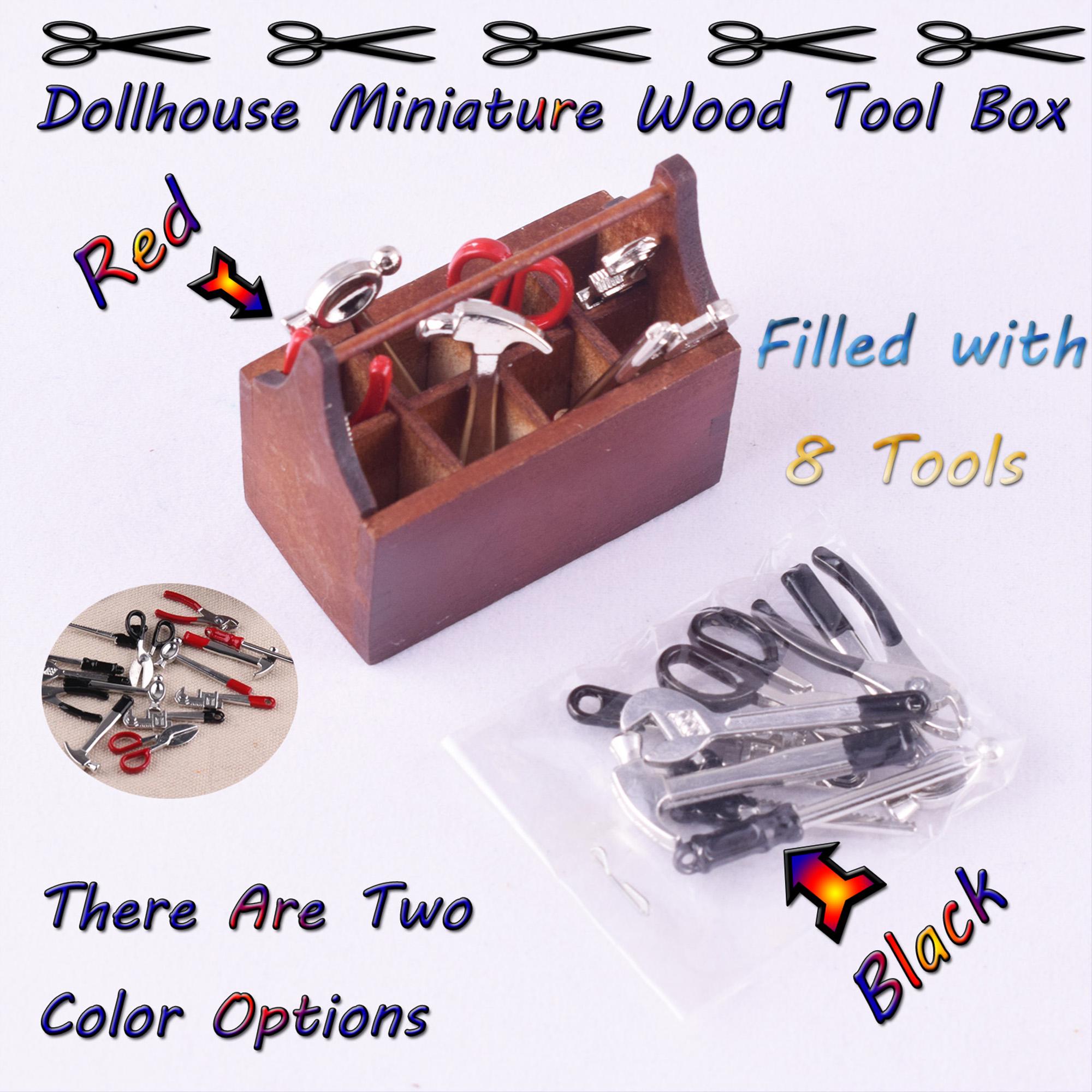 Mini Tools Merch Dollhouse Miniature Tool Box and Tools Mini Toolbox Set of 8pcs Tools ...