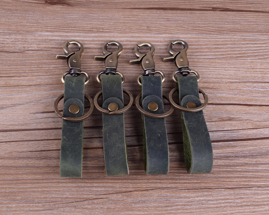 Green Leather Key Chainmen's Leather Key Fob/leather Key Etsy